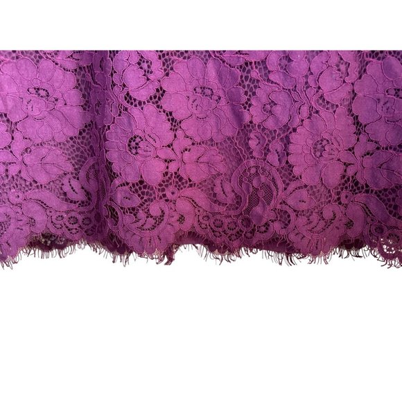 Ann Taylor Women's Purple Lace 3/4 Length Sleeve Dress Size 6 Petite Frayed Hem - Picture 6 of 10